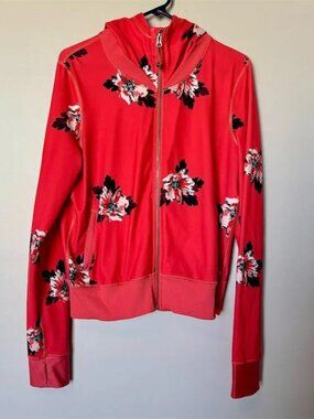Lululemon Women's Size 10 Pink Floral Full Zip Hoodie Activewear